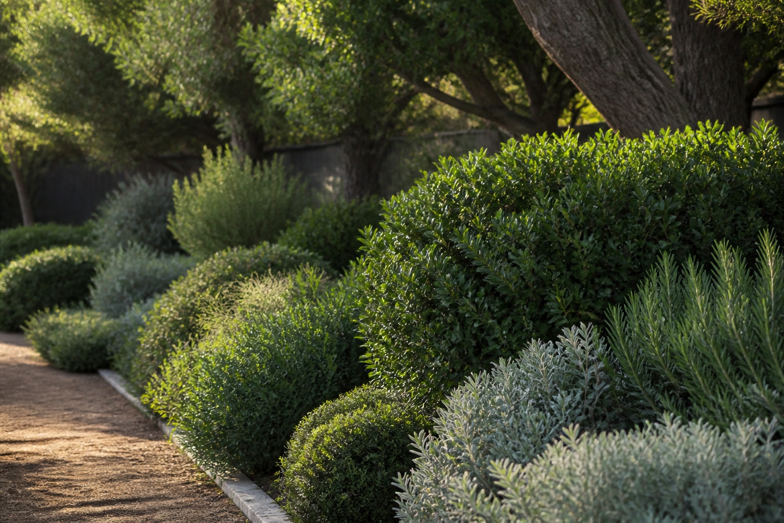 Representative layered landscape of green shrubs and foliage
